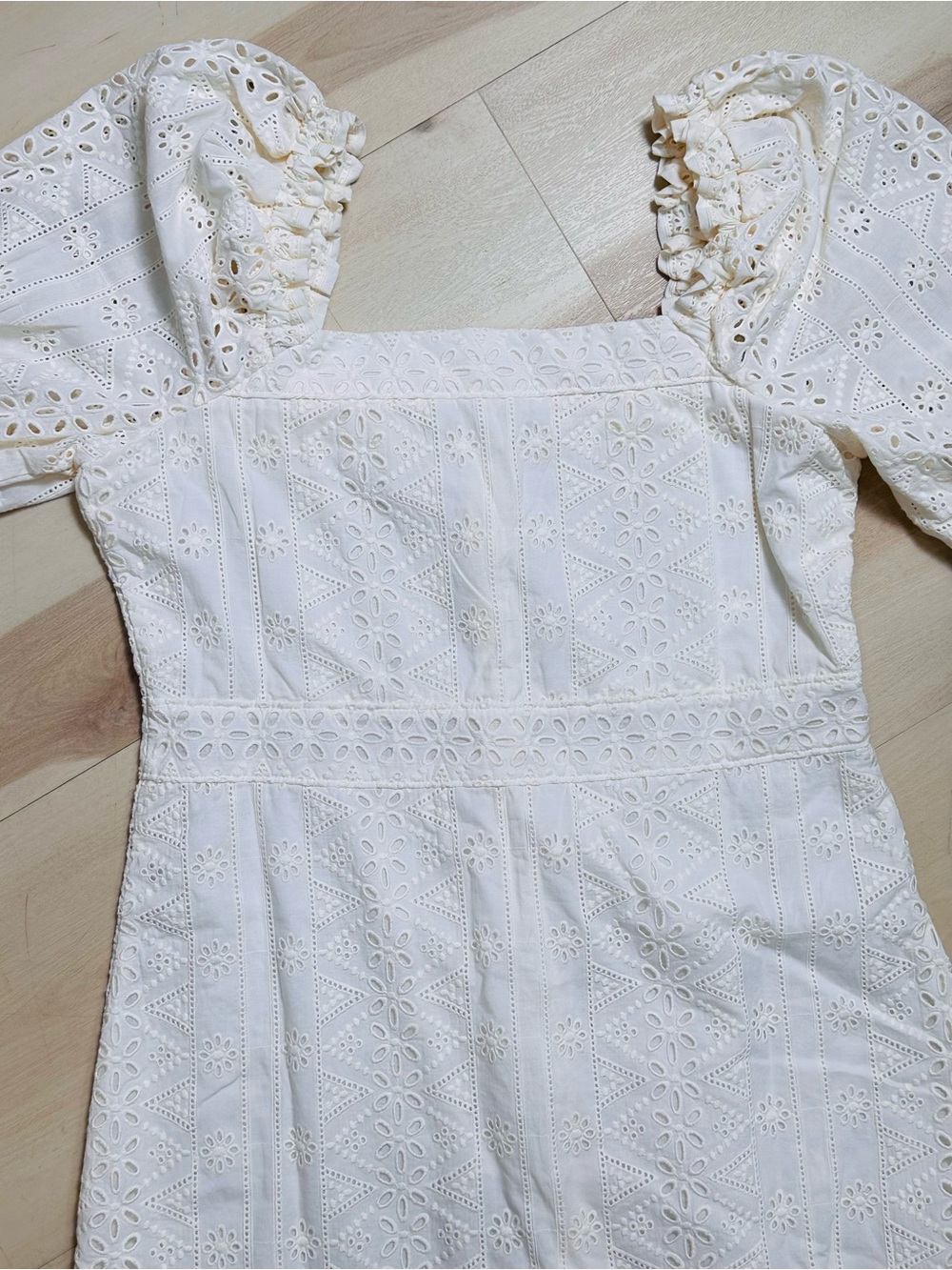 Spartina 449 Catrina Eyelet Dress Pearl White Sz S vintage-inspired French style - Picture 10 of 13